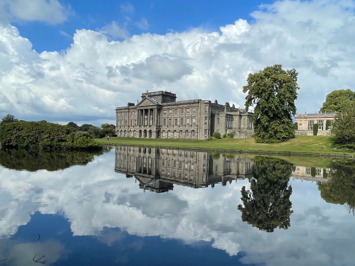 reflections on lake overlooking Lyme house which was a Pemberley film location for Pride and Prejudice